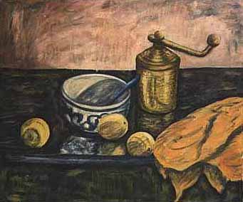 Still life with bowl and lemons
